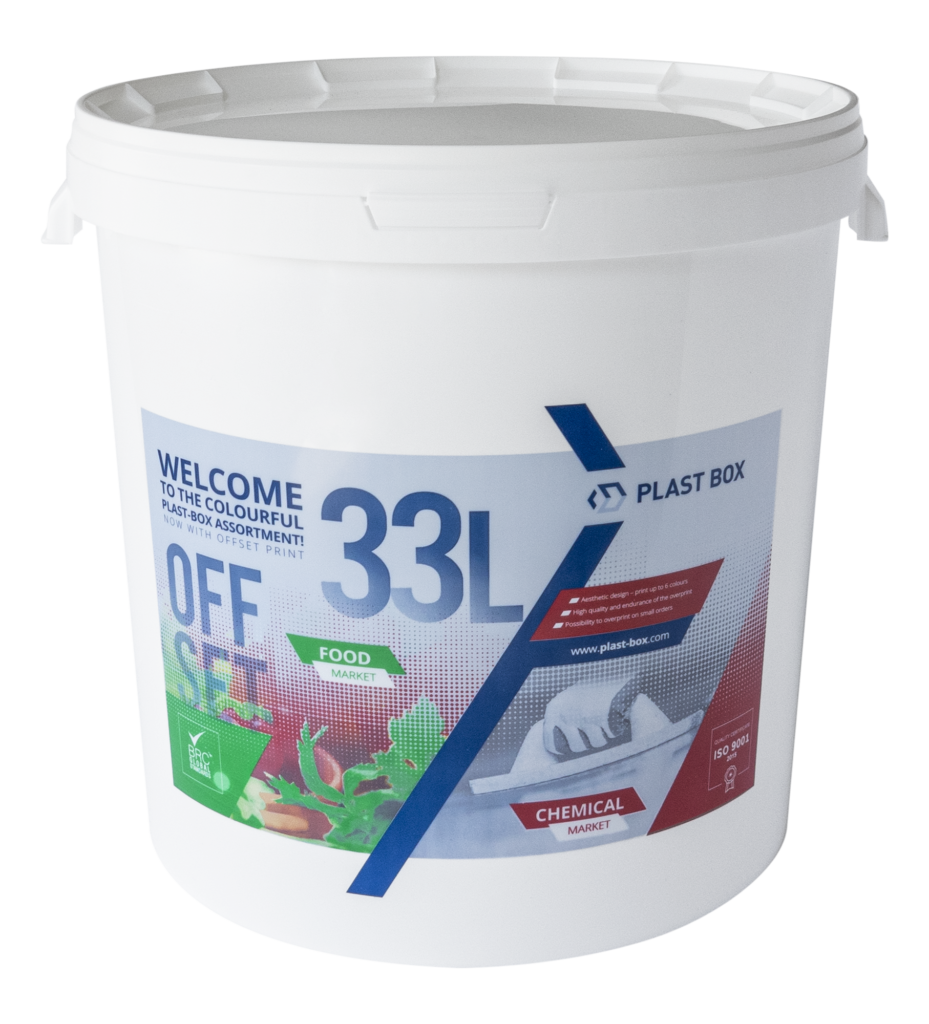 Round bucket with single rim 33 l